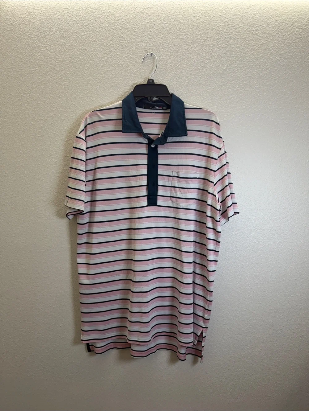 Ralph Lauren Pink and Navy Striped Polo